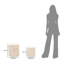 Mauro Ferretti Puf Cu Recipient De Depozitare Crem 2 Bucăți Cm Ø 37X42-28X33(m-10)