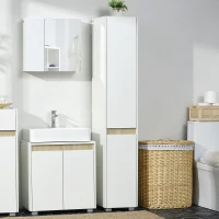 kleankin Columna de Baño  Armario Alto Auxiliar cu Rafturi Ajustabile pentru Dus Îngrijire Dormitor 30x33x165 cm Alb(m-2)