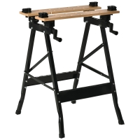 HOMCOM Zusammenklappbare Werkbank mit 4 Klemmen Arbeitstisch, Traglast 150 kg, 63,5x60,5x78cm, Schwarz