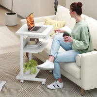 HOMCOM Secretária de Computador com Rodas Secretária com Armazenamento 56x51 cm com Gaveta Compartimento e Suporte Cpu Branco(m-4)