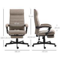 Vinsetto Silla de Oficina Reclinable con Altura Ajustable Reposabrazos y Reposapiés Retráctil 68x67x106-114 cm Marrón(m-3)