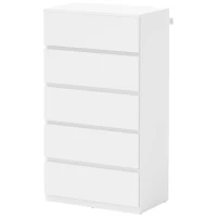 HOMCOM Comodă Sideboard Sertar, 5 sertare, 55 cm x 34 cm x 100 cm, Alb(m-6)