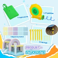 AIYAPLAY Hüpfburg, Piscină cu Bile, 2 Tobogane, Țesătură Oxford, Rezistent la UV, Blower, Colorat(m-4)