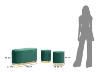 Mauro Ferretti Banca Cu Depozitare Și Taburet Shopy Green Set 3 Bucăți Cm 80X37X42-29X33(m-10)