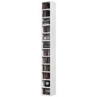 HOMCOM Depozite pentru CD-uri și DVD-uri cu 12 compartimente, capacitate maximă 204 CD-uri, 21 x 20 x 175 cm, alb(m-6)