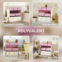 AIYAPLAY Meuble rangement enfant à 3 niveaux, étagère de rangement pour jouets enfants avec 6 boîtes en tissu amovibles, rose(m-7)