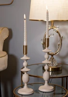 Mauro Ferretti Set Suport Lumanare Gemini Crem 2 Bucăți Cm Ø10X29-10X31(m-4)