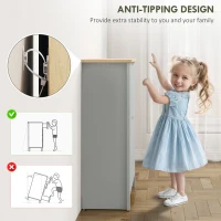 HOMCOM Slim Shoe Cabinet, Narrow Shoe Cupboard with 2 Flip Drawers, Adjustable Shelves for 12 Pairs of Shoes, Light Grey(m-7)