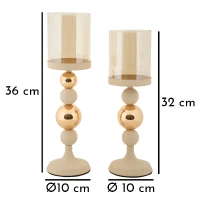 Mauro Ferretti Set 2 Suporturi Lumanare Crem Cm Ø10X32-10X34(m-6)