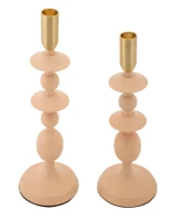 Mauro Ferretti Set Suport Lumanare Gemini Roz 2 Bucati Cm Ø10X29-10X31(m-2)
