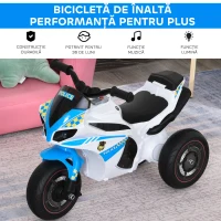 HOMCOM Motocicletă pentru Copii 18-36 Luni cu 3 Roți, Muzică și Faruri, 74x39x48 cm, Albastru Deschis(m-6)