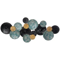 Decorațiune de perete 3D HOMCOM cu Cercuri 121 cm x 4 cm x 53 cm Metal Albastru Negru(m-7)
