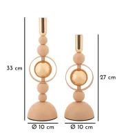 Mauro Ferretti Set Suport Lumanare Saturn Roz 2 Bucăți Cm Ø 10 X 27-10 X 31(m-5)