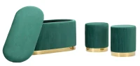 Mauro Ferretti Banca Cu Depozitare Și Taburet Shopy Green Set 3 Bucăți Cm 80X37X42-29X33(m-6)