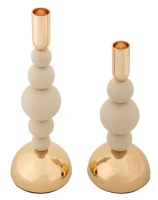 Mauro Ferretti Suport Lumanare Set Crem 2 Bucati  Cm 10X24-10 X 29,3(m-2)