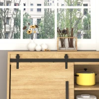 HOMCOM Herrajes Puertas Correderas 200 cm para Puerta Corredera Doble de Madera Ancho 50 cm Mueble de TV Armario Negro(m-7)