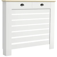 HOMCOM Copri Termosifoni in MDF con 2 Cassetti, 111x19x95,5 cm, Bianco(m-1)