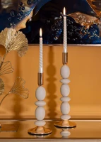 Mauro Ferretti Set Suport Lumânare Shuttle Crem 2 Bucăți Cm Ø10X25-10X33,3(m-4)