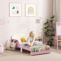 AIYAPLAY Kinderbett 3-8 Jahre aus Holz mit Stauraum und Seitengittern, 150x77x60 cm, Rosa(m-2)