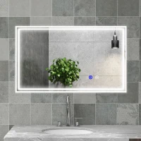 Kleankin Espelho de Banheiro Retangular com LED Luminoso Horizontal ou Vertical 100x60 cm(m-2)