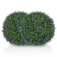 HOMCOM Conjunto de 2 Bolas de Topiária Artificial Plantas Decorativas Falsas Resistentes Aos Raios UV Ø 42 cm Violeta e Verde(m-6)