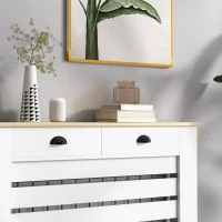 HOMCOM Copri Termosifoni in MDF con 2 Cassetti, 111x19x95,5 cm, Bianco(m-4)
