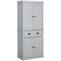 HOMCOM Dulap de bucătărie bufet cu multiple spații de depozitare, rafturi reglabile, 4 uși și sertar mare 76,2 x 40,2 x 183 cm gri(m-5)