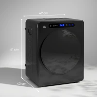 HOMCOM Secador de Roupa de Exaustão Secador de Roupa Elétrico 1000 W 3 Kg 6 Modos de Secagem Temporizador Aço Inoxidável Preto(m-3)