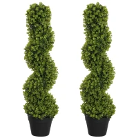HOMCOM Set de 2 plante decorative, Plante artificiale în ghiveci, Plante artificiale pentru casă, interior, exterior, 90 cm, Verde(m-6)