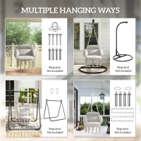 Outsunny Hanging Chair Outdoor Hammock Chair with Soft Cushion, Cotton Rope Boho Style Swing Chair, Hanging Garden Swing Seat for Indoor Outdoor, Cream White(m-7)