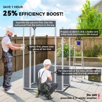 Outsunny 4.4ft x 3.3ft size Aluminium Frame and Plastic Wall Shed, with Foundation - Grey(m-4)