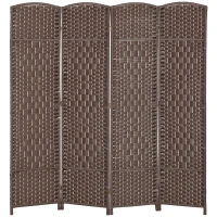 HOMCOM Paravent interior din lemn 4 panouri separator de cameră pliabil pentru sufragerie dormitor 180 x 180 cm maro(m-6)