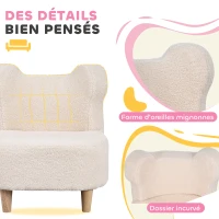 AIYAPLAY Fauteuil enfants canapé pour enfants avec dossier en forme ours, tissu en polaire teddy, 47 x 43 x 53 cm, beige(m-5)