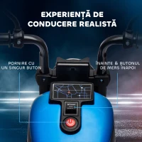HOMCOM Motocileta Electrica de 6V cu Roti de Antrenament, Motocicleta Electrica Alimentata cu Baterii pentru Baieti si Fete, cu un Singur Buton de Pornire, Pedala, Far, pentru 18-36 luni, Albastru(m-4)
