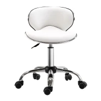 HOMCOM Cadeira de Trabalho com Rodas Altura Ajustável 44-56 cm e Encosto Giratória 360° Branca(m-7)