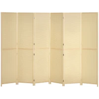 HOMCOM Biombo em Madeira de Bambu 6 Painéis 270x180 cm Separador de Ambientes Divisória de Separação Dobrável Natural(m-6)
