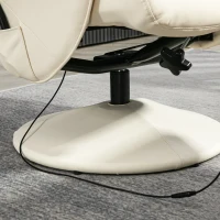 HOMCOM Fotoliu de masaj cu taburet, Scaun ergonomic cu 10 puncte de vibrații, Piele ecologică, 76 x 81 x 105 cm, Crem(m-5)