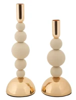 Mauro Ferretti Suport Lumanare Set Crem 2 Bucati  Cm 10X24-10 X 29,3(m-1)