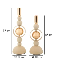 Mauro Ferretti Set Suport Lumânare Saturn Crem 2 Bucăți Cm Ø10X27-10X31(m-5)