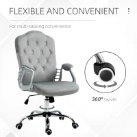 Vinsetto Velvet-Feel Work Chair, with Diamante Back - Grey(m-6)