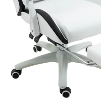 Vinsetto Cadeira Gaming de Couro PU com Altura Ajustável Reclinável 135° e Apoio para os Pés Retrátil 65x65x121-129 cm Branco e Preto(m-11)