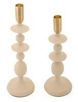 Mauro Ferretti Set Suport Lumanare Gemini Crem 2 Bucăți Cm Ø10X29-10X31(m-2)