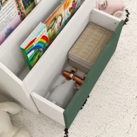 AIYAPLAY Bibliotecă pentru copii, depozitare multiplă cu 3 nivele de rafturi și un sertar, 62,5L x 30l x 70H cm, verde(m-4)