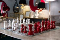 Mauro Ferretti Set Tablă De Șah Roșu/Alb,  61 X 61 X 14 Cm(m-10)