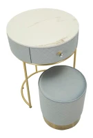 Mauro Ferretti Noptiera Cu Puf, Albastru, Cm Ø 52X70 - Ø 36X37(m-4)