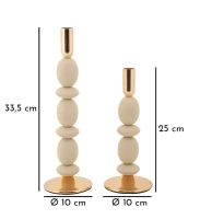 Mauro Ferretti Set Suport Lumânare Shuttle Crem 2 Bucăți Cm Ø10X25-10X33,3(m-5)