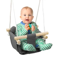 AIYAPLAY Leagăn pentru Bebeluși cu Înălțime Reglabilă pentru Copii de 9-36 Luni 40x40x110-180 cm Gri și Lemn(m-6)