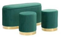 Mauro Ferretti Banca Cu Depozitare Și Taburet Shopy Green Set 3 Bucăți Cm 80X37X42-29X33(m-1)