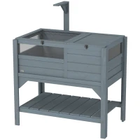 Pawhut Casa Recinto para Tartarugas em Pé com Prateleira de Arrumação em Madeira de Pinho 103x84x51 cm(m-6)