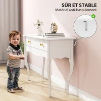 HOMCOM Coiffeuse avec grand tiroir et pieds cabriole, bureau coiffeuse pour chambre à coucher, 100 x 40 x 74 cm, blanc(m-6)